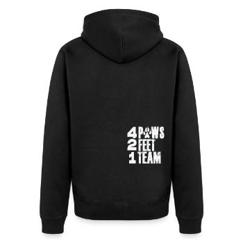 4 Paws 2 Feet 1 Team - Unisex Premium Bio Zip Hoodie - Schwarz - Hinten - Nico (187cm)