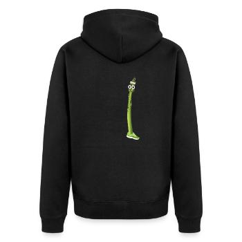 sport,fitness,spargel,grüner spargel,turnschuhe - Unisex Premium Bio Zip Hoodie - Schwarz - Hinten - Nico (187cm)