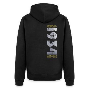 90e anniversaire Original août 1934 Né en 1934 - Veste à capuche bio Premium Unisexe - noir - Dos - Nico (187cm)