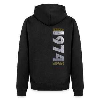 50e anniversaire Original août 1974 Né en 1974 - Veste à capuche bio Premium Unisexe - noir - Dos - Nico (187cm)
