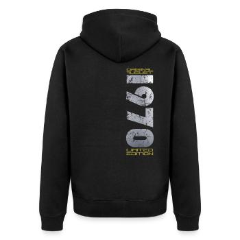 54e anniversaire Original août 1970 Né en 1970 - Veste à capuche bio Premium Unisexe - noir - Dos - Nico (187cm)