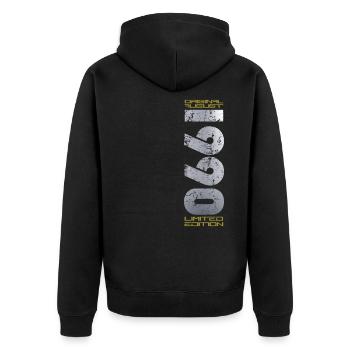 34th Birthday Original August 1990 Vintage 1990 - Unisex Premium Organic Zip Hoodie - black - Back - Nico (187cm)