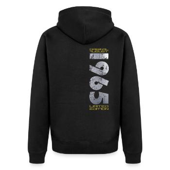 60e anniversaire Original août 1965 Né en 1965 - Veste à capuche bio Premium Unisexe - noir - Dos - Nico (187cm)