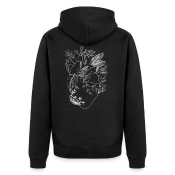 natur herz w - Unisex Premium Bio Zip Hoodie - Schwarz - Hinten - Nico (187cm)