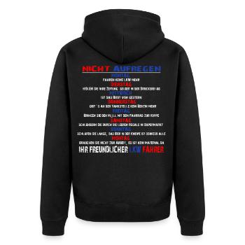 IHR FREUNDLICHER LKW FAHRER - Unisex Premium Bio Zip Hoodie - Schwarz - Hinten - Nico (187cm)