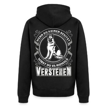 German Shepherd Dog - Unisex Premium Bio Zip Hoodie - Schwarz - Hinten - Nico (187cm)