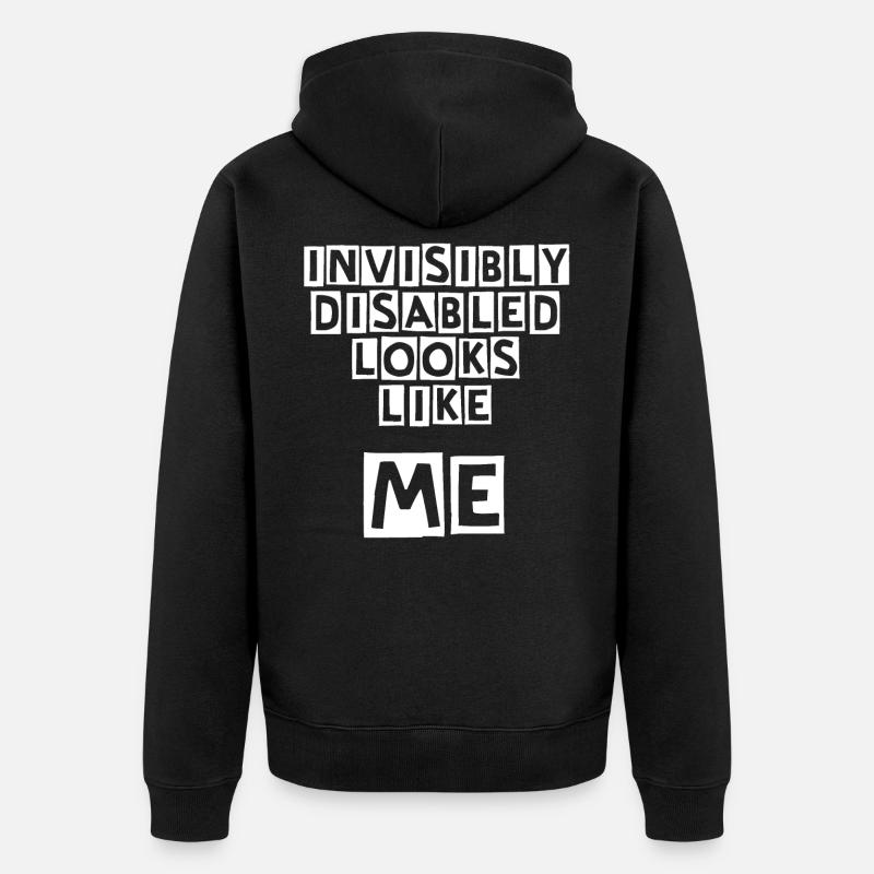 Blanc invisiblement handicapé - Veste à capuche bio Premium Unisexe - noir