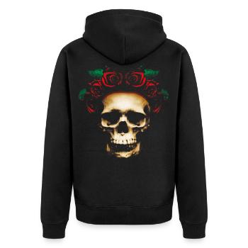 Crâne et roses - Veste à capuche bio Premium Unisexe - noir - Dos - Nico (187cm)