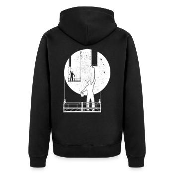 Tattoo Tätowierung Maler Mond Sonne Geschenk - Unisex Premium Bio Zip Hoodie - Schwarz - Hinten - Nico (187cm)