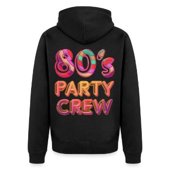 80's Party Crew - Unisex Premium Bio Zip Hoodie - Schwarz - Hinten - Nico (187cm)