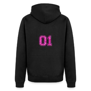 01 - College Style Pink Gift Idea - Unisex Premium Organic Zip Hoodie - black - Back - Nico (187cm)