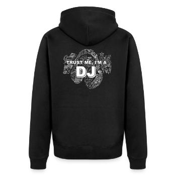 Trust me, i'm a DJ - Unisex Premium Bio Zip Hoodie - Schwarz - Hinten - Nico (187cm)