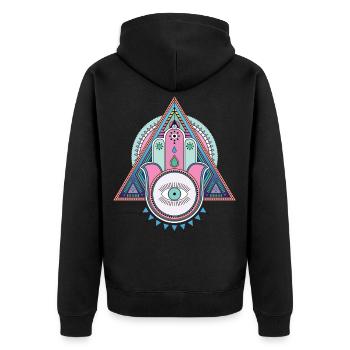 HAUPT VON FATMA T-Shirts - Unisex Premium Bio Zip Hoodie - Schwarz - Hinten - Nico (187cm)