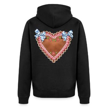 gingerbread heart - Unisex Premium Organic Zip Hoodie - black - Back - Nico (187cm)