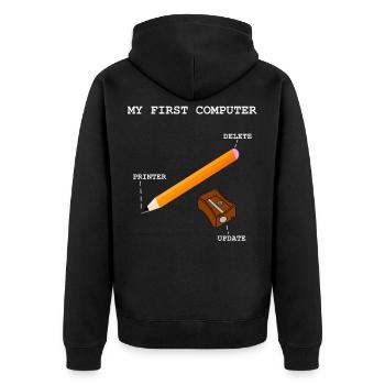 Ordinateur PC Imprimante Calculatrice Écrire - Veste à capuche bio Premium Unisexe - noir - Dos - Nico (187cm)