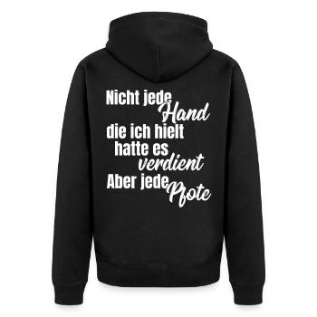 Nicht jede hat hatte es verdient, aber jede Pfote! - Unisex Premium Bio Zip Hoodie - Schwarz - Hinten - Nico (187cm)