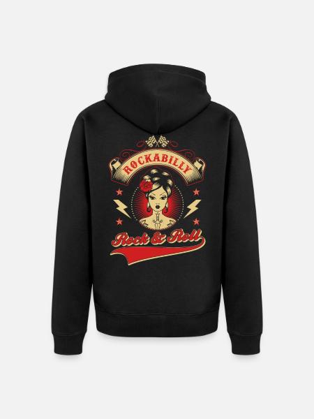 Rockabilly Rock&Roll - Unisex Premium Bio Zip Hoodie - Schwarz