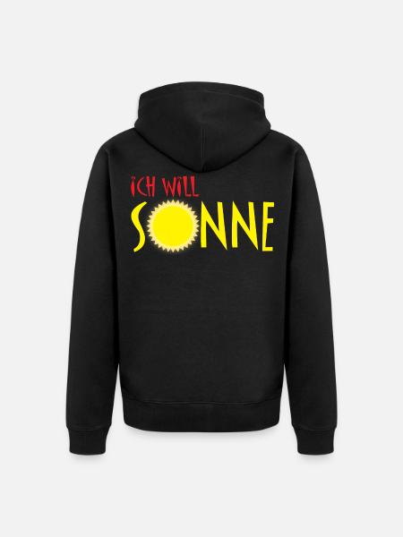 Ich will Sonne - Unisex Premium Bio Zip Hoodie - Schwarz