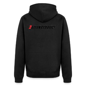 2strokerholic! - Unisex Premium Bio Zip Hoodie - Schwarz - Hinten - Nico (187cm)