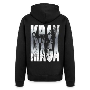 Krav Maga - Unisex Premium Bio Zip Hoodie - Schwarz - Hinten - Nico (187cm)