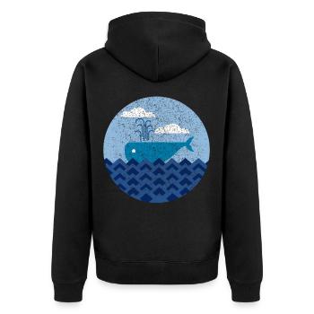 Cooler Wal Fisch Geschenk Geometrie minimalistisch - Unisex Premium Bio Zip Hoodie - Schwarz - Hinten - Nico (187cm)