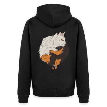 Chien chat Ying Yang - Veste à capuche bio Premium Unisexe - noir - Dos - Nico (187cm)