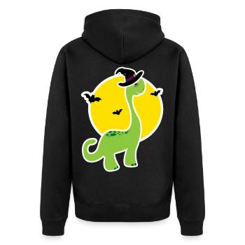 Kids Halloween Dino T-Shirt - Gift idea - Unisex Premium Organic Zip Hoodie - black - Back - Nico (187cm)