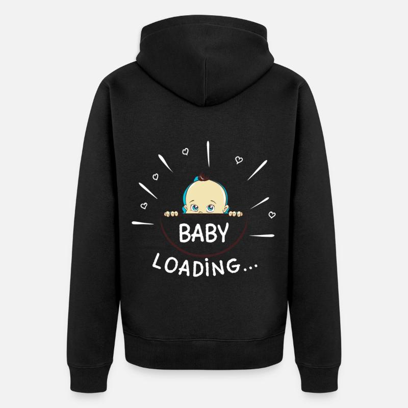 Baby Loading - Nachwuchs unterwegs - Geburt - Unisex Premium Bio Zip Hoodie - Schwarz