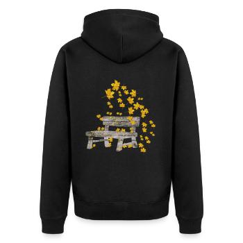 Unique autumn leaves bank gift - Unisex Premium Organic Zip Hoodie - black - Back - Nico (187cm)