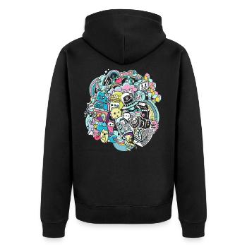 Graffiti city - Unisex Premium Organic Zip Hoodie - black - Back - Nico (187cm)