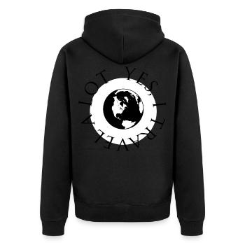 Traveler, yes I travel a lot - Yes, I travel a lot - Unisex Premium Organic Zip Hoodie - black - Back - Nico (187cm)