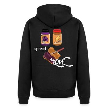 Love spread like jam ... Liebe verbreiten - Unisex Premium Bio Zip Hoodie - Schwarz - Hinten - Nico (187cm)