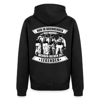 fire Department - Unisex Premium Organic Zip Hoodie - black - Back - Nico (187cm)