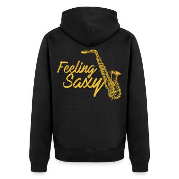 Feeling Saxy - Cadeau Saxophone Jazz - Veste à capuche bio Premium Unisexe - noir - Dos - Nico (187cm)