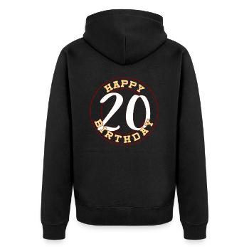 Happy Birthday for 20 years - for 20 years - Unisex Premium Organic Zip Hoodie - black - Back - Nico (187cm)