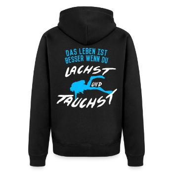 Diving saying - Unisex Premium Organic Zip Hoodie - black - Back - Nico (187cm)