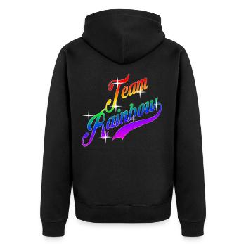 Team Rainbow Gay Pride LGBT Regenbogen - Unisex Premium Organic Zip Hoodie - black - Back - Nico (187cm)