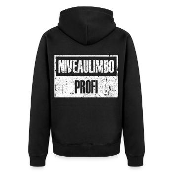 niveaulimbo profi - Unisex Premium Bio Zip Hoodie - Schwarz - Hinten - Nico (187cm)