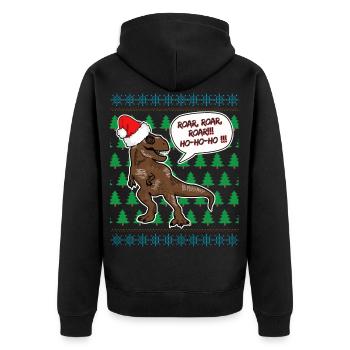 T Rex Christmas Jumper Fan de dinosaures de Noël - Veste à capuche bio Premium Unisexe - noir - Dos - Nico (187cm)