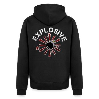 Explosive Bombe Gefahr Sprengstoff Sexy - Unisex Premium Bio Zip Hoodie - Schwarz - Hinten - Nico (187cm)