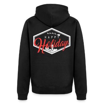 Happy Holidays Christmas Weihnachten - Unisex Premium Bio Zip Hoodie - Schwarz - Hinten - Nico (187cm)