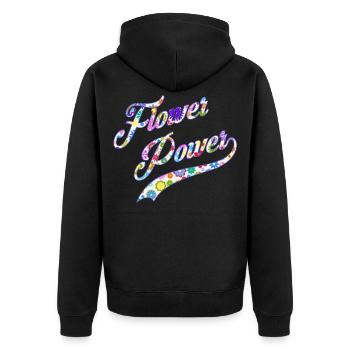 Flowers Power Hippie Sixties Floral Flower - Unisex Premium Organic Zip Hoodie - black - Back - Nico (187cm)