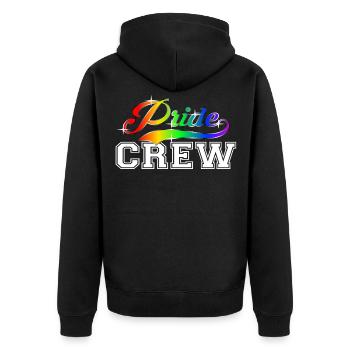 Pride Crew LGBT Rainbow Gay Pride CSD - Unisex Premium Organic Zip Hoodie - black - Back - Nico (187cm)
