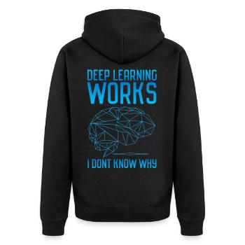 Deep Learning künstliche Intelligenz Wissenschaft - Unisex Premium Bio Zip Hoodie - Schwarz - Hinten - Nico (187cm)