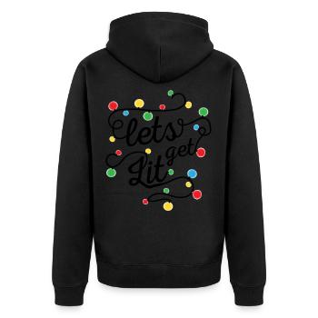 Christmas drink lights bulbs on gift - Unisex Premium Organic Zip Hoodie - black - Back - Nico (187cm)
