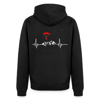 Paragleiten Herzschlag - Unisex Premium Bio Zip Hoodie - Schwarz - Hinten - Nico (187cm)