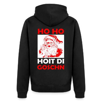 Ho Ho Ho Hoit di Goschn - Unisex Premium Bio Zip Hoodie - Schwarz - Hinten - Nico (187cm)