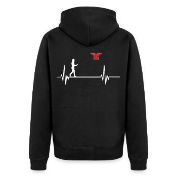 Drohne Copter lustiges T-Shirt Herzschlag Puls EKG - Unisex Premium Bio Zip Hoodie - Schwarz - Hinten - Nico (187cm)