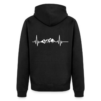 Berge Herzschlag Puls EKG - Unisex Premium Bio Zip Hoodie - Schwarz - Hinten - Nico (187cm)