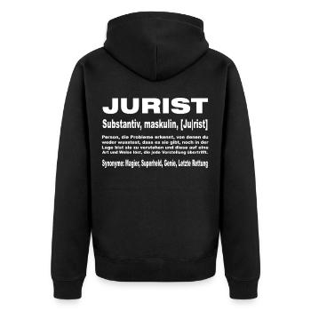 Definition Jurist - Unisex Premium Bio Zip Hoodie - Schwarz - Hinten - Nico (187cm)